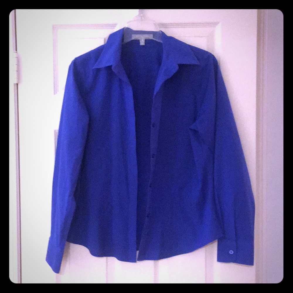 Royal Blue Foxcroft Button-Down Blouse
